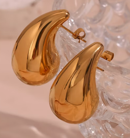 Pendientes de acero inoxidable con forma de gota de agua